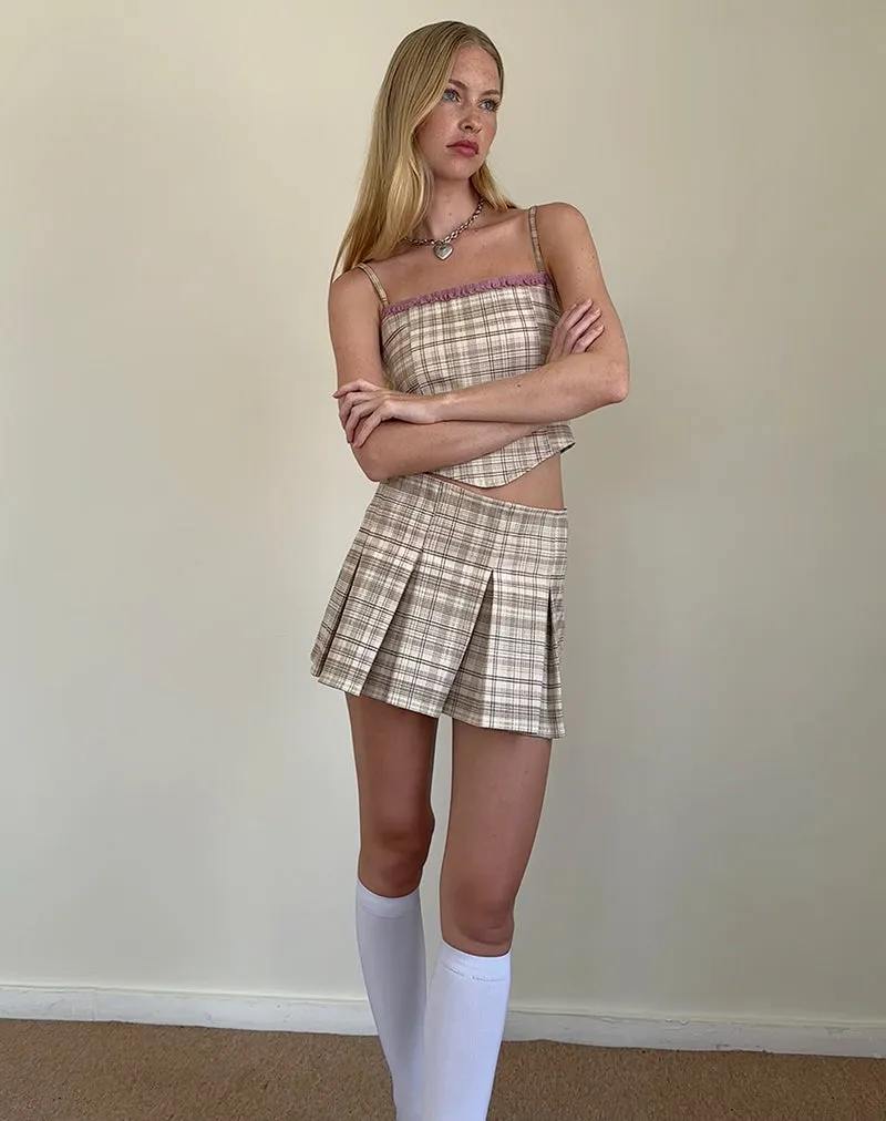 Alula Mini Skirt in Cream Pastel Check