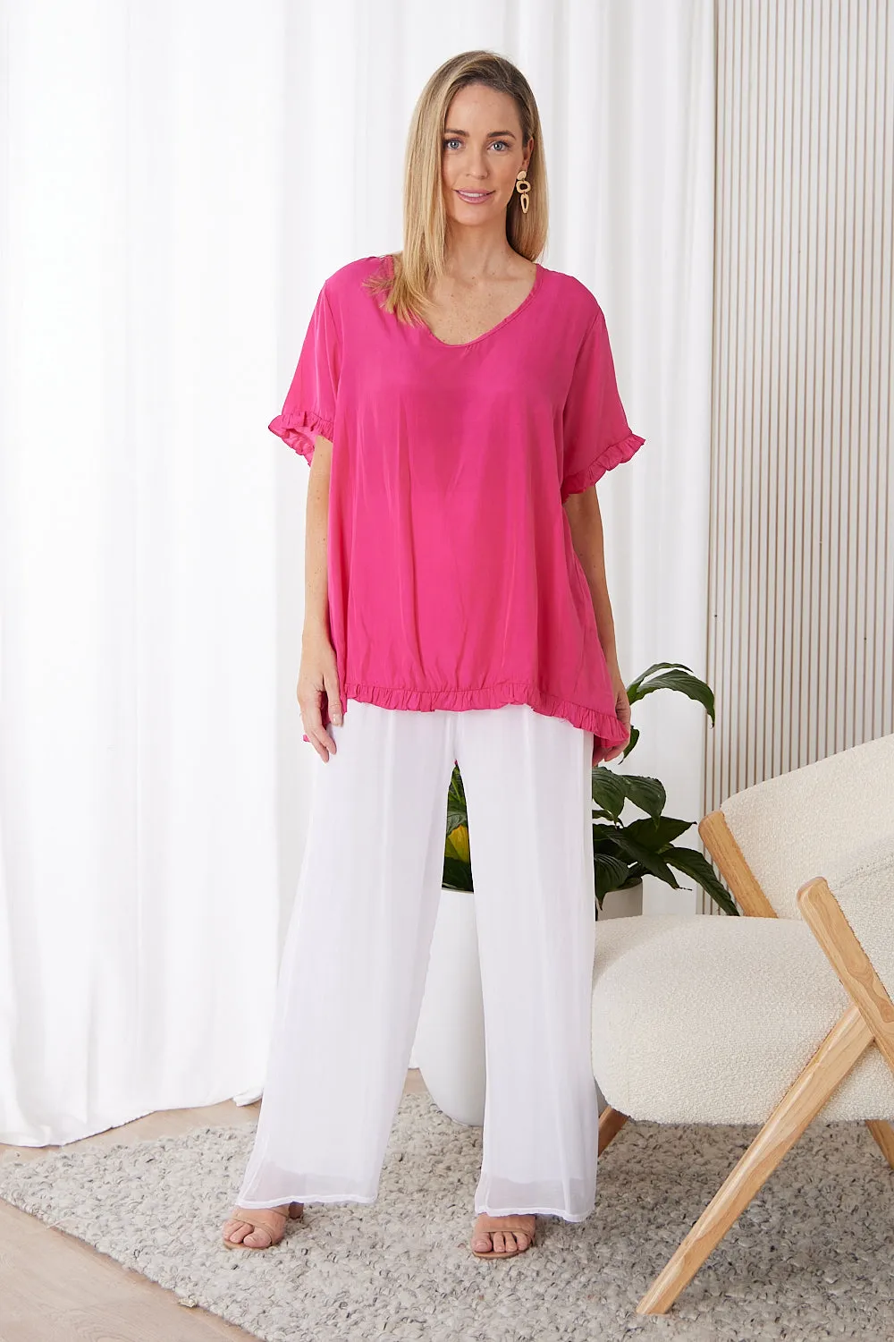 Arlette Silk Pants - Bianco White