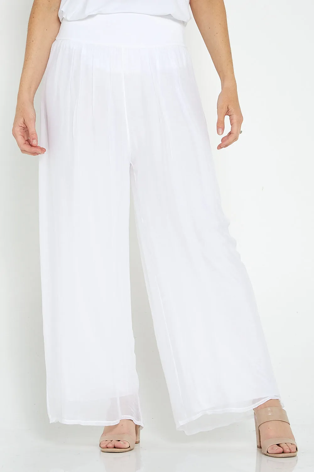 Arlette Silk Pants - Bianco White