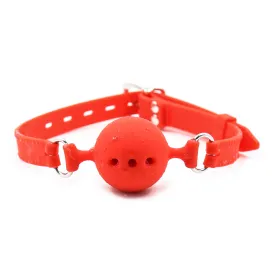 Ball Gag - Red Silicone Breathable Ball Gag - (3 sizes)