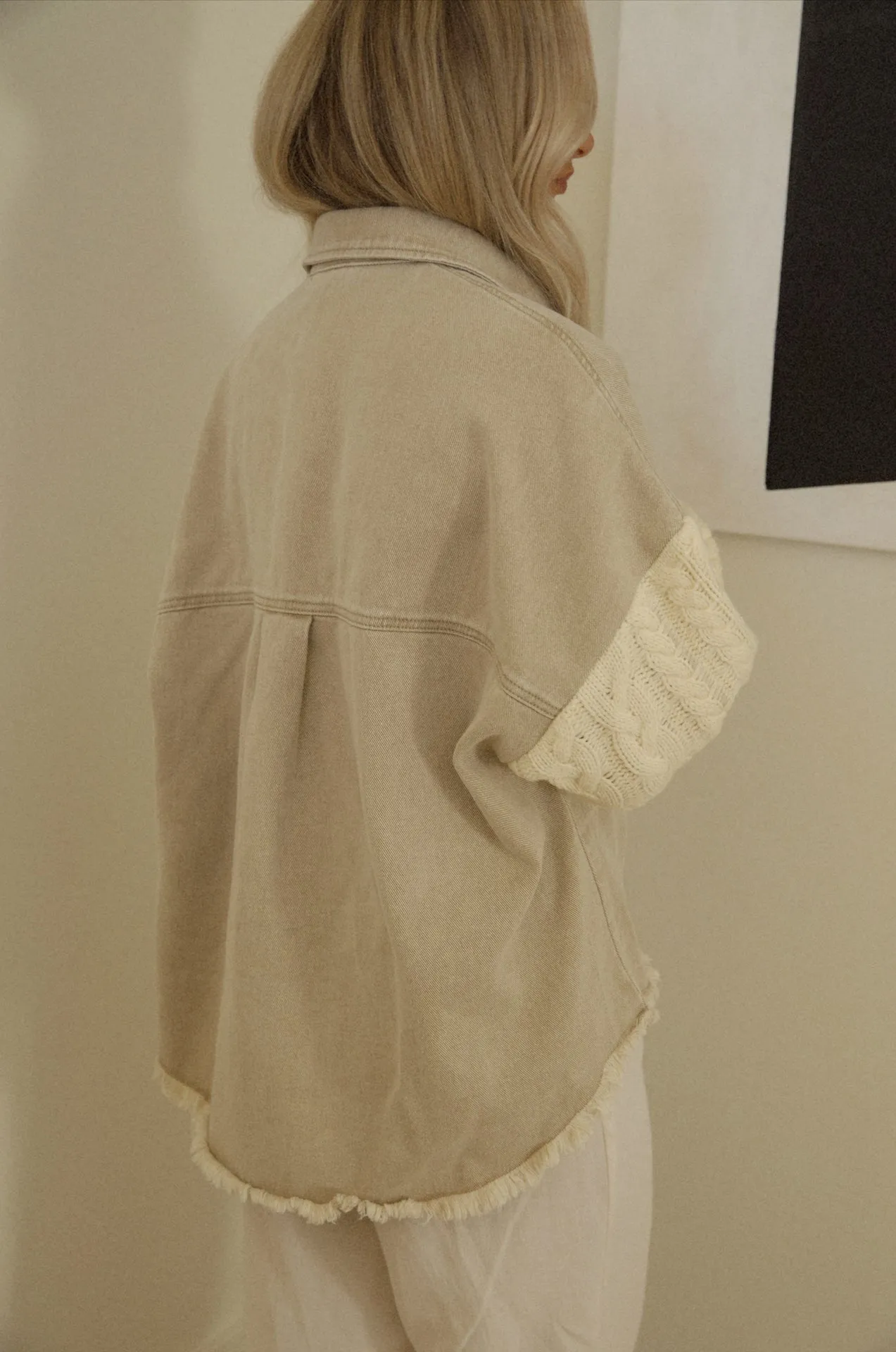 Beige Sweater Shacket