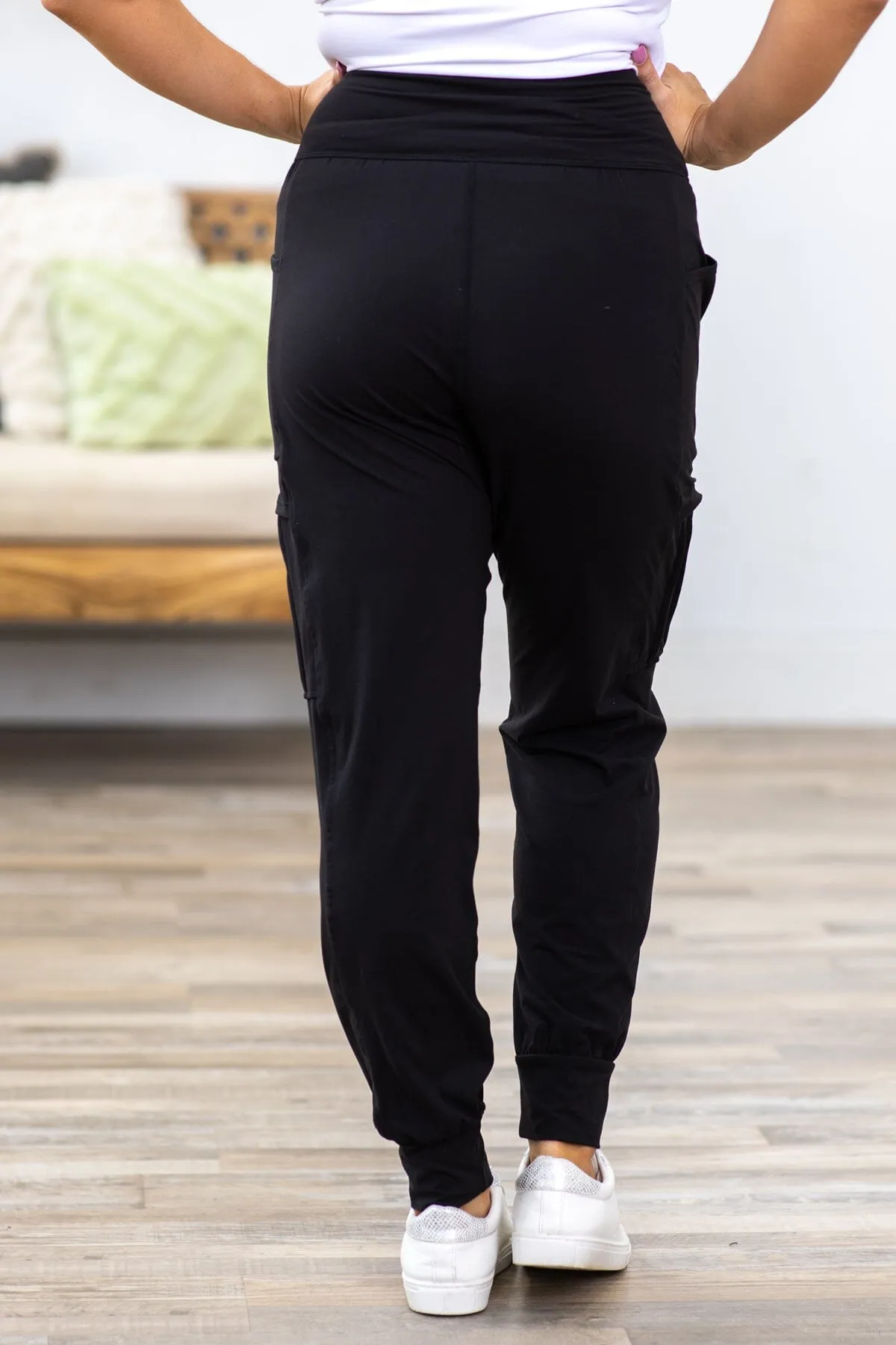 Black Cargo Pocket Active Joggers