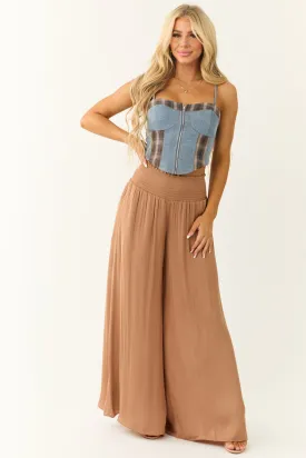 Brown Sugar Wide Leg Smocked High Rise Pants