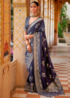 Capri Blue Zari Woven Banarasi Silk Saree