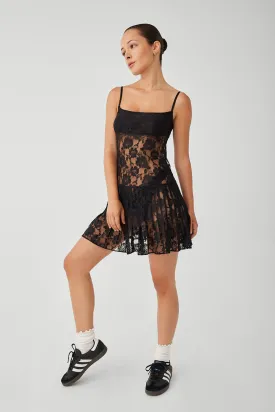 Carlotta Lace Mini Dress - Black