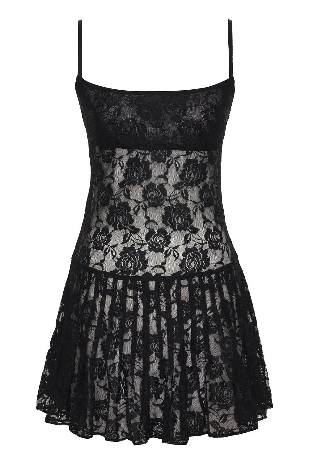 Carlotta Lace Mini Dress - Black