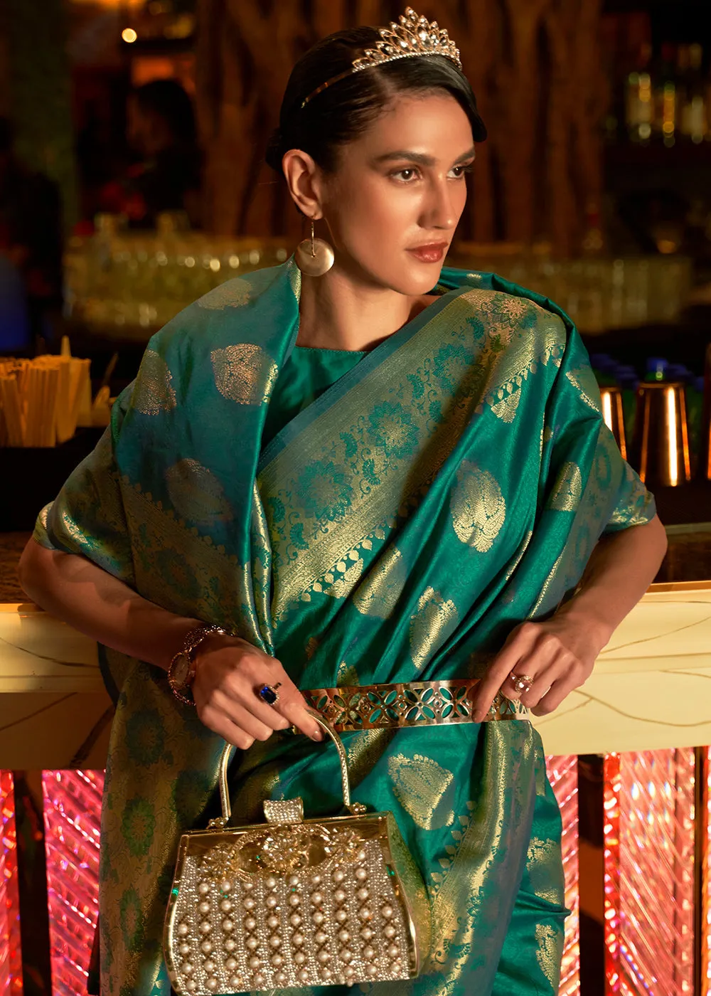 Castleton Green Handloom Woven Banarasi Silk Saree