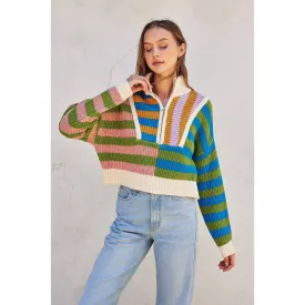 Colorburst Half Zip Collared Sweater