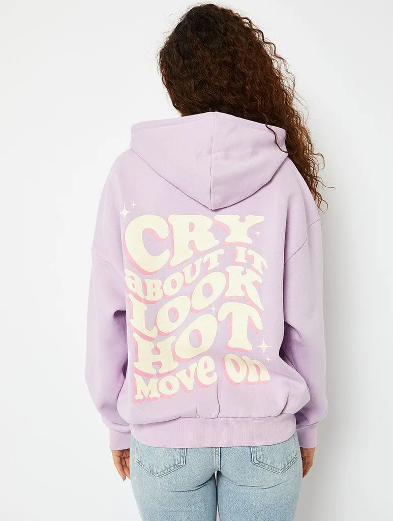 Cry About It Lilac Oversized Hoodie