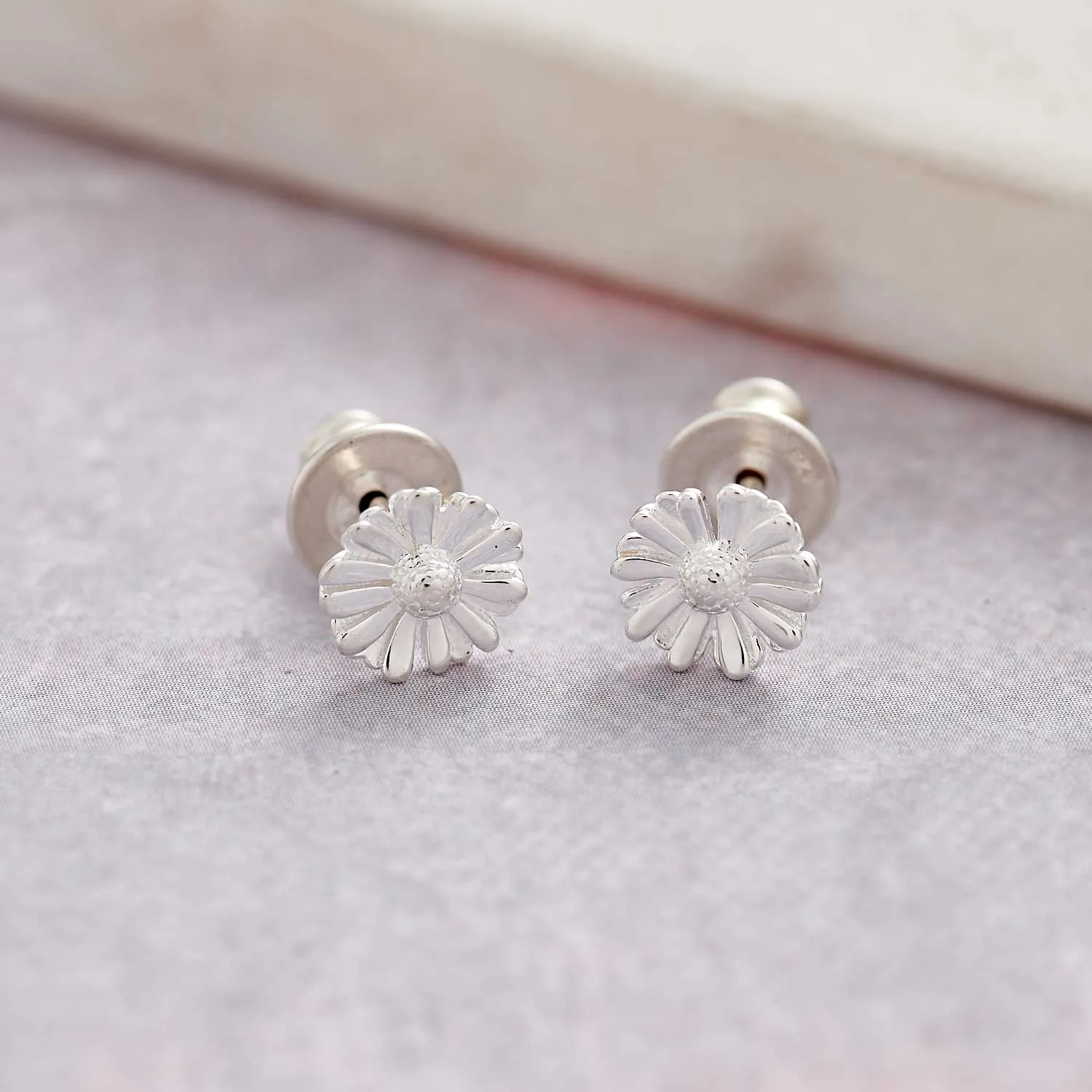 Daisy Tiny Silver Stud Earrings