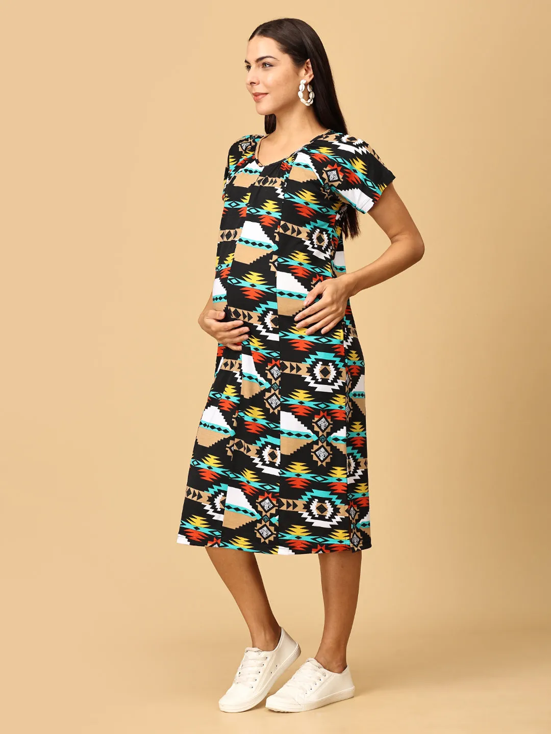 Ecstasy Stretchable Maternity and Nursing Tunic Dress