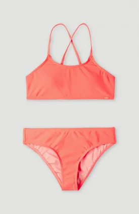 Essentials Bralette Bikini Set | Neon Coral