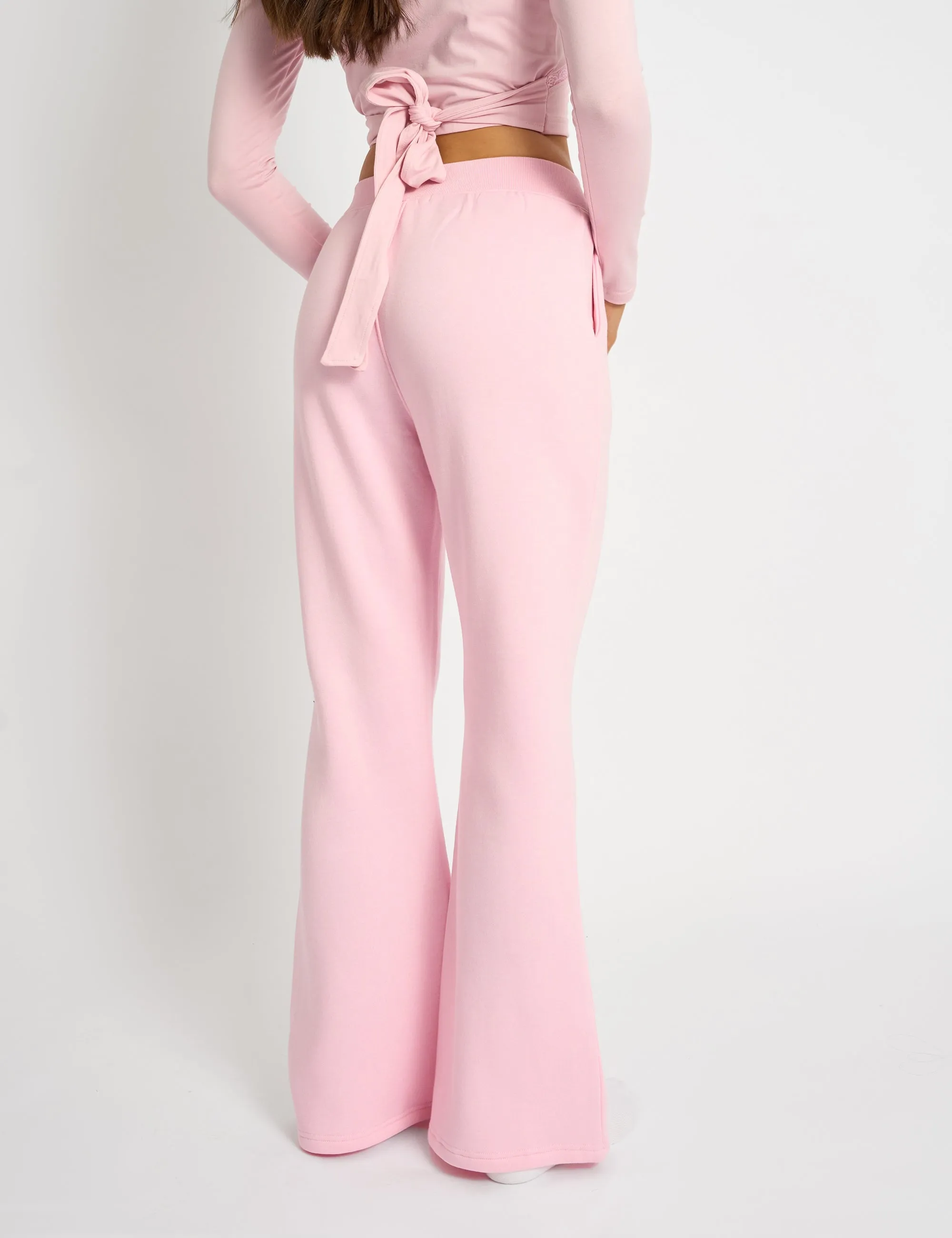 Kaiia Bow Detail Wide Leg Joggers Pink