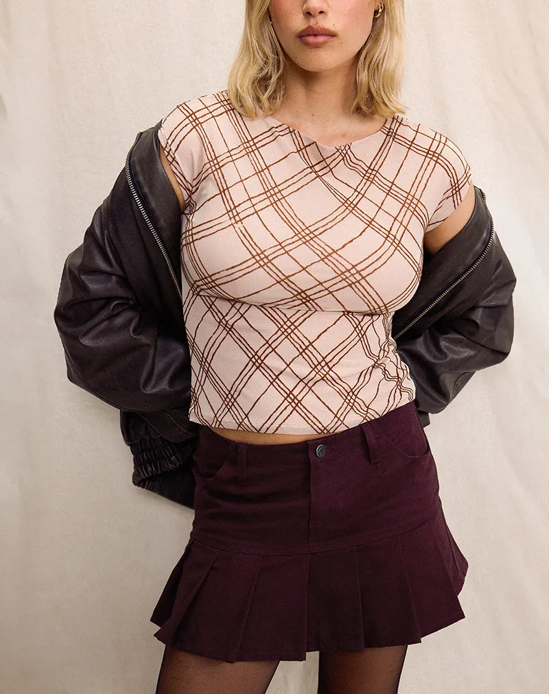 Keripa Pleat Mini Skirt in Redwood