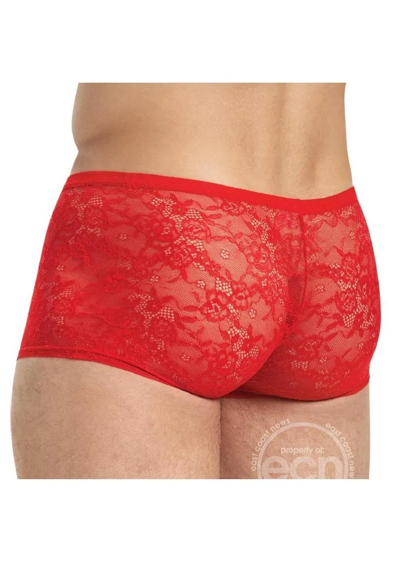 Lace King Lace Boxers Red