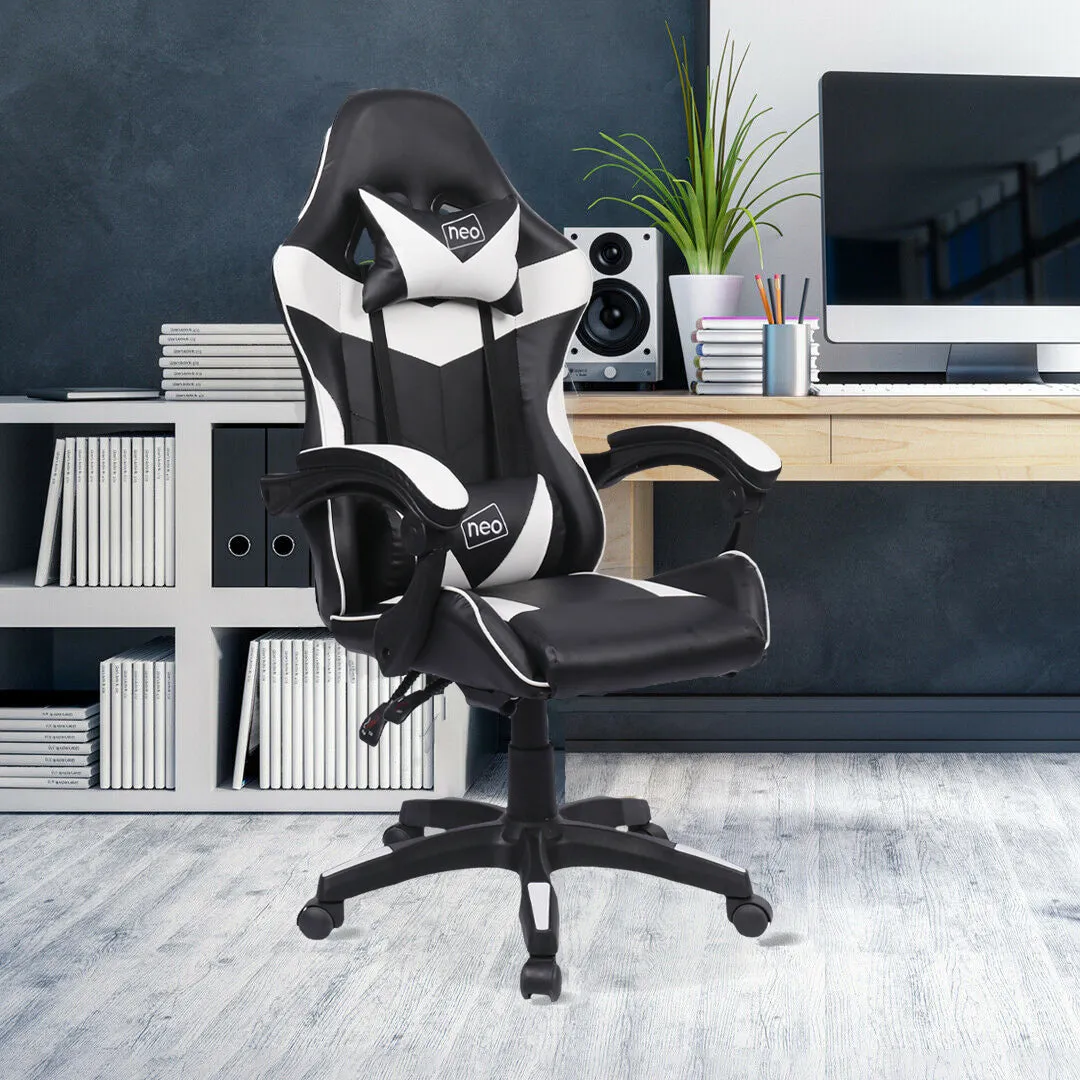 Neo White Leather Recliner Computer Gaming Office Chair