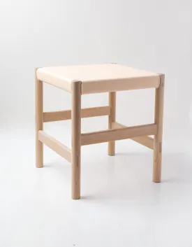 Nude Simple Leather Oak Stool