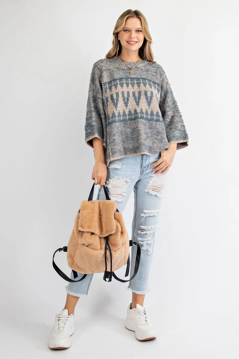 Oversized tribal patterned sweater