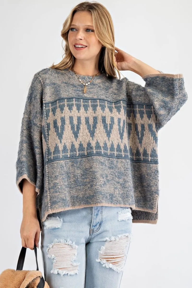 Oversized tribal patterned sweater