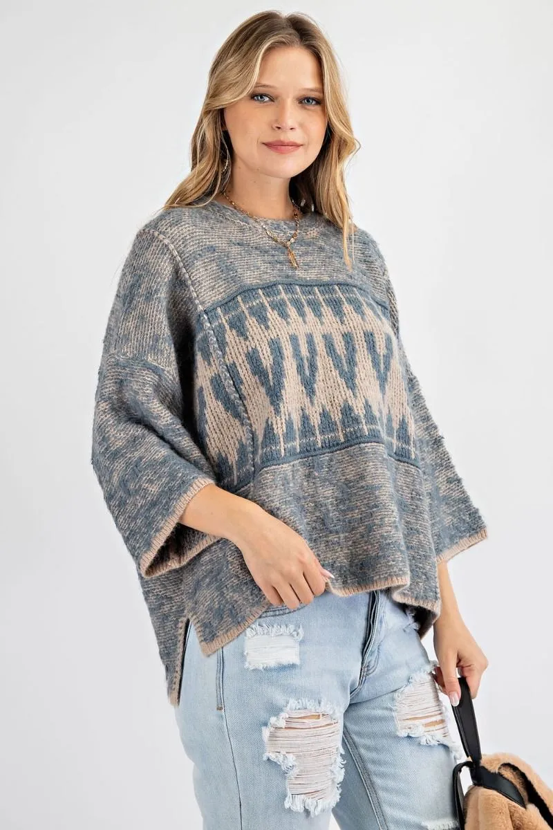 Oversized tribal patterned sweater