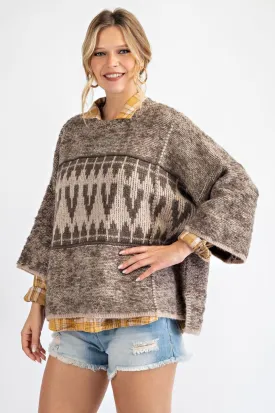 Oversized tribal patterned sweater