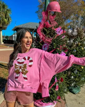 Queen Of Sequin Candy Cane Sweatshirt