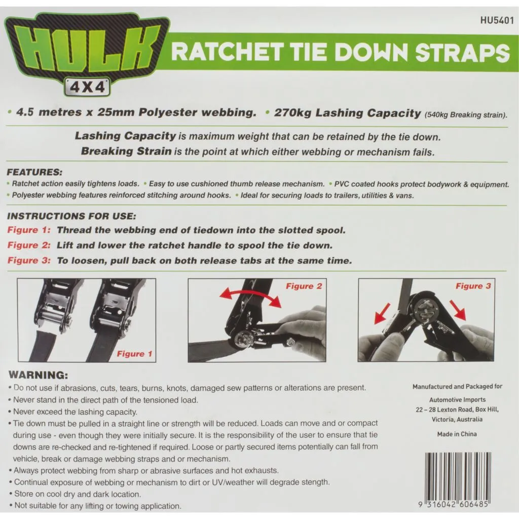 Ratchet Tiedown Straps (4Pk)