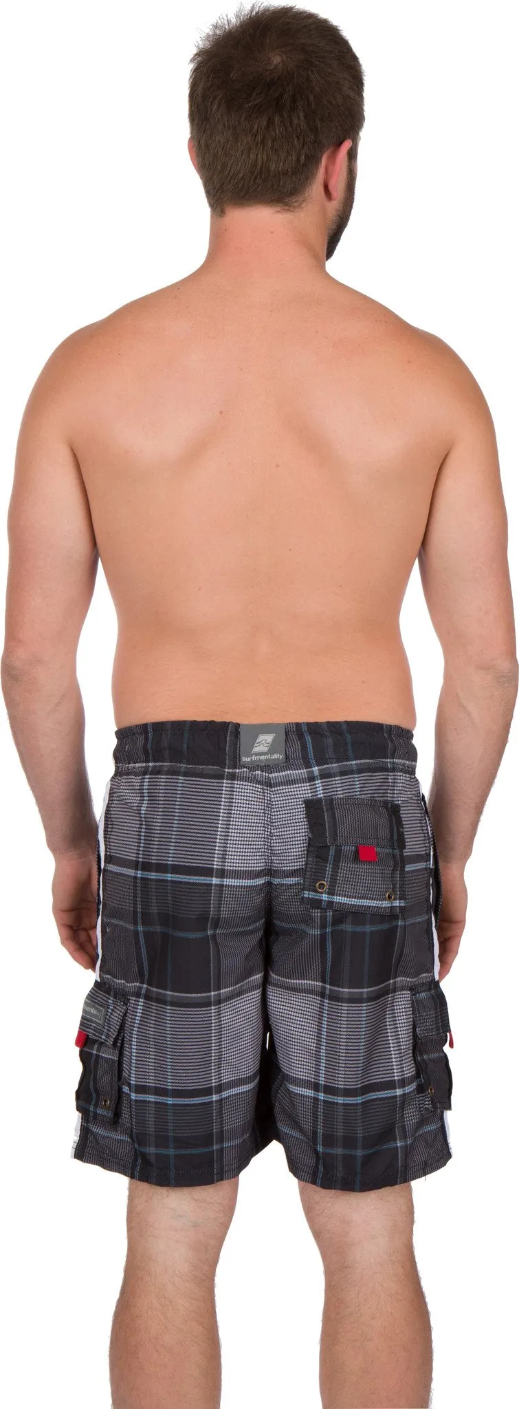 Sakkas Axel Plaid Stretch Waistband No Wet Swim Trunk/ Boardshorts