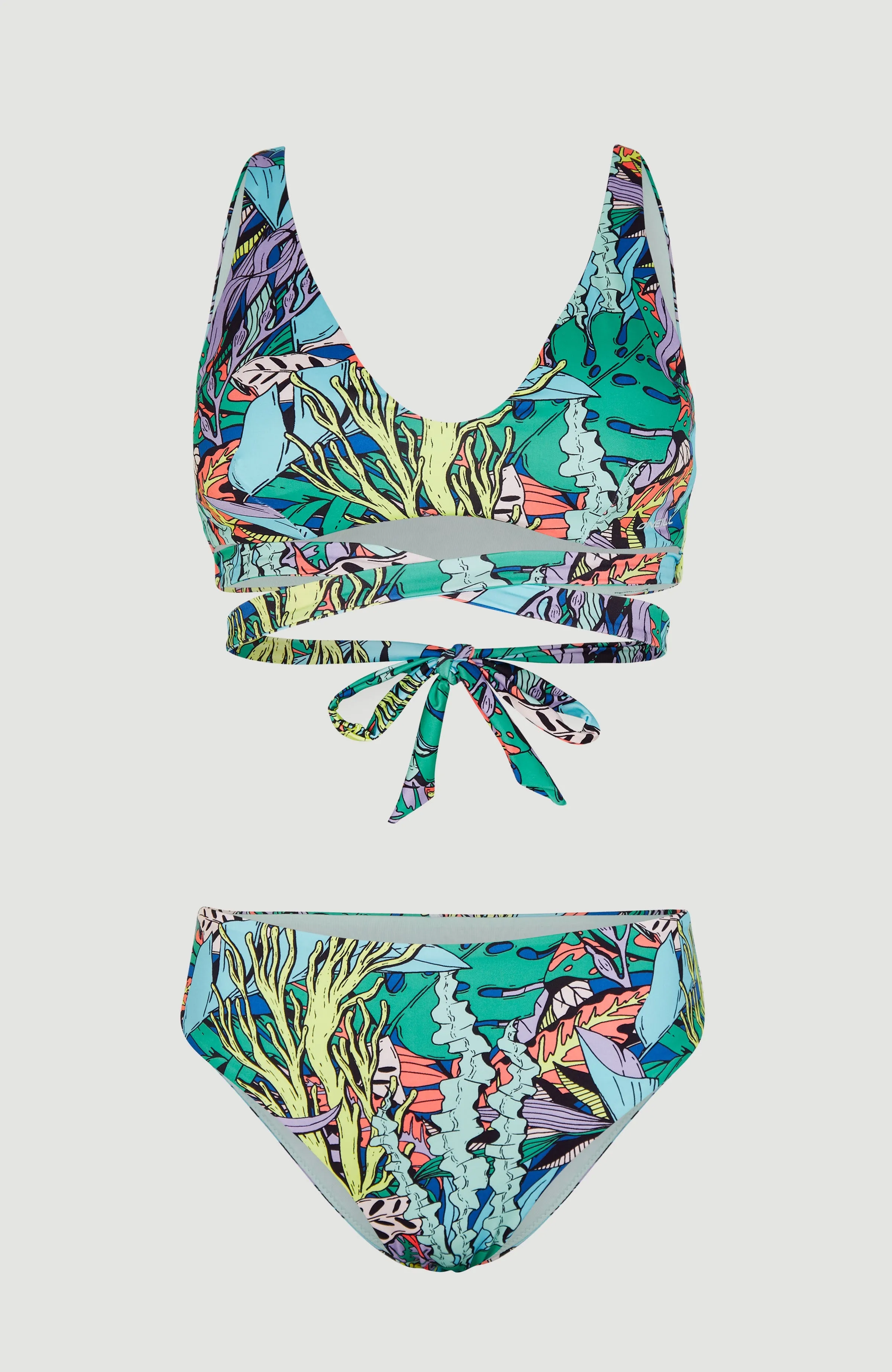 Sofie - Love Longline Triangle Bikini Set | Blue Comic Seaweed