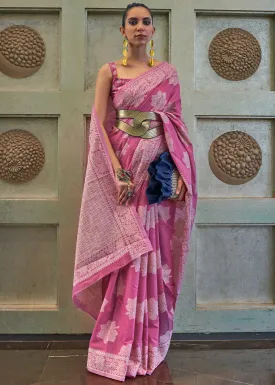 SpicyPink Purple Chikankari Weaving Silk Saree with Sequins work