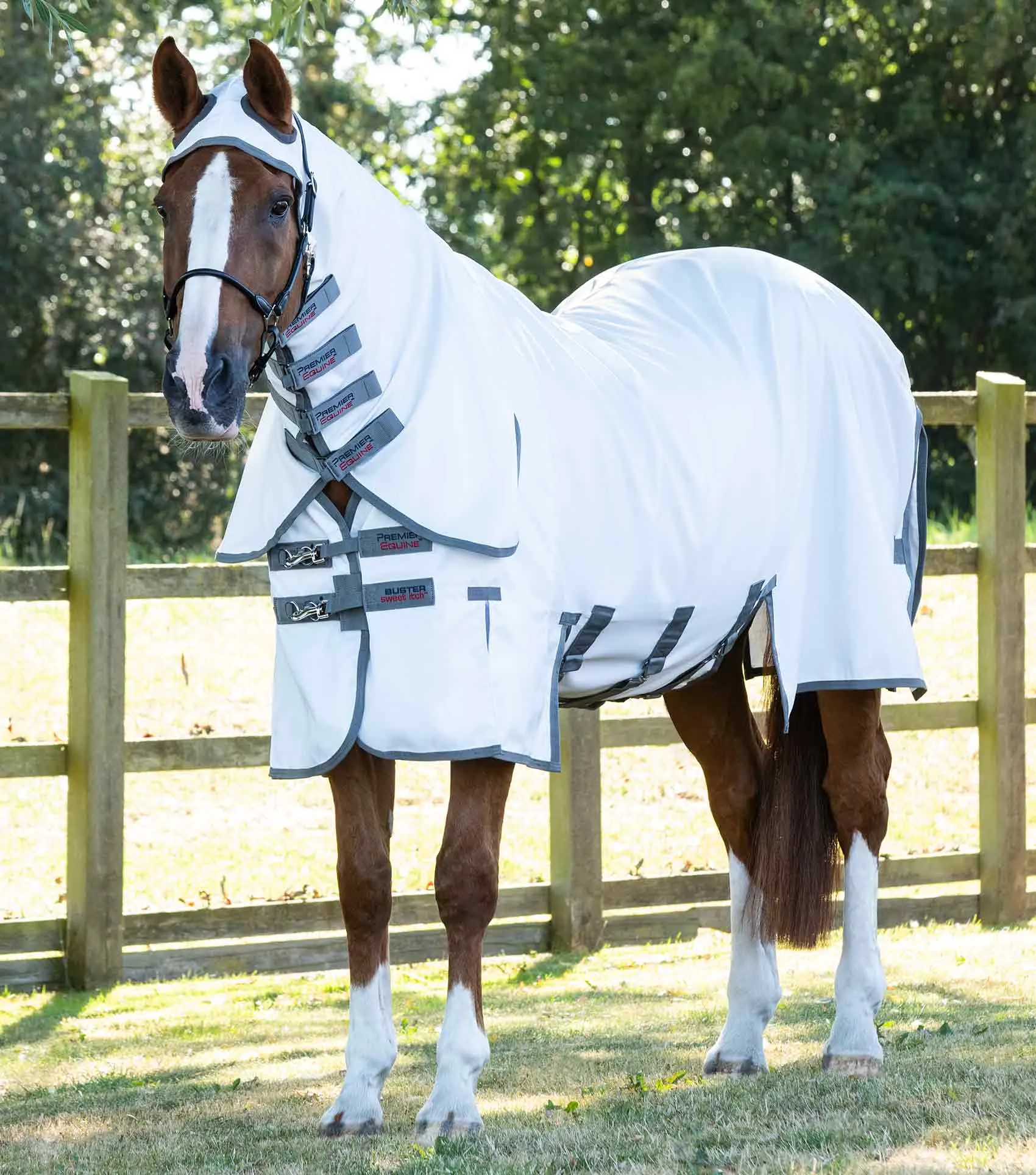 Sweet Itch Buster Fly Rug with Belly Flap White