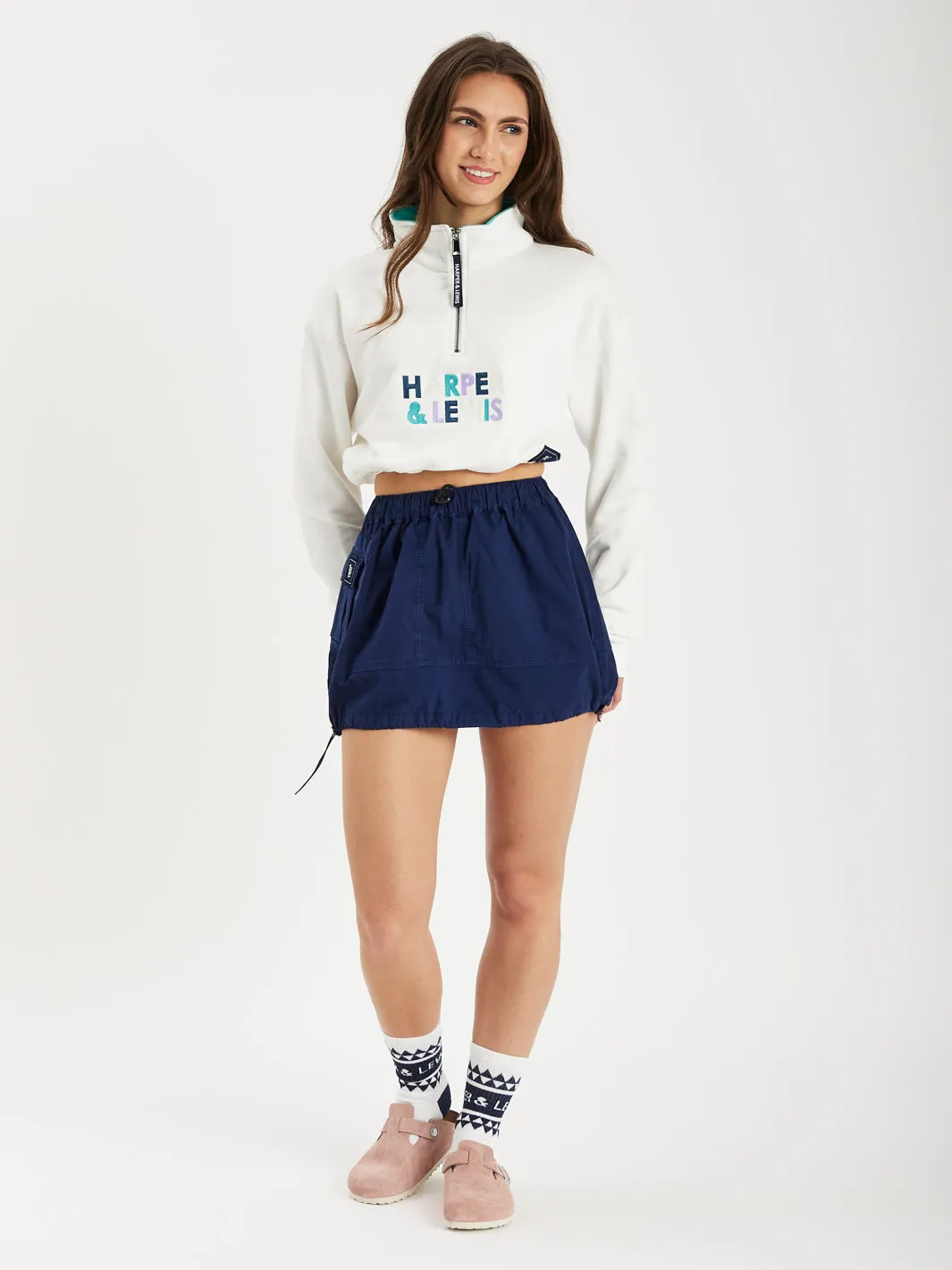 Sylvie Cropped 1/4 Zip Sweater Cream