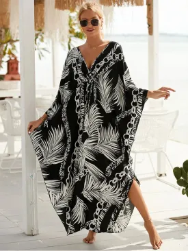 Zebra Striped Bikini Cover-ups Casual Autumn Winter Side Split Beach Dress Women Beach Wear Swim Suit Cover Up